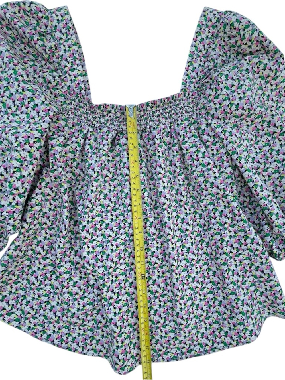 H&M Lavender Multi Smocked Square-Neck Floral Top - Picture 4 of 7